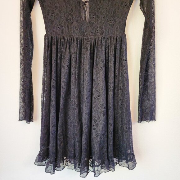 Urban Outfitters Long Sleeve Black Lace Keyhole Janet Mini Dress XS/TP Goth Punk - Picture 13 of 15